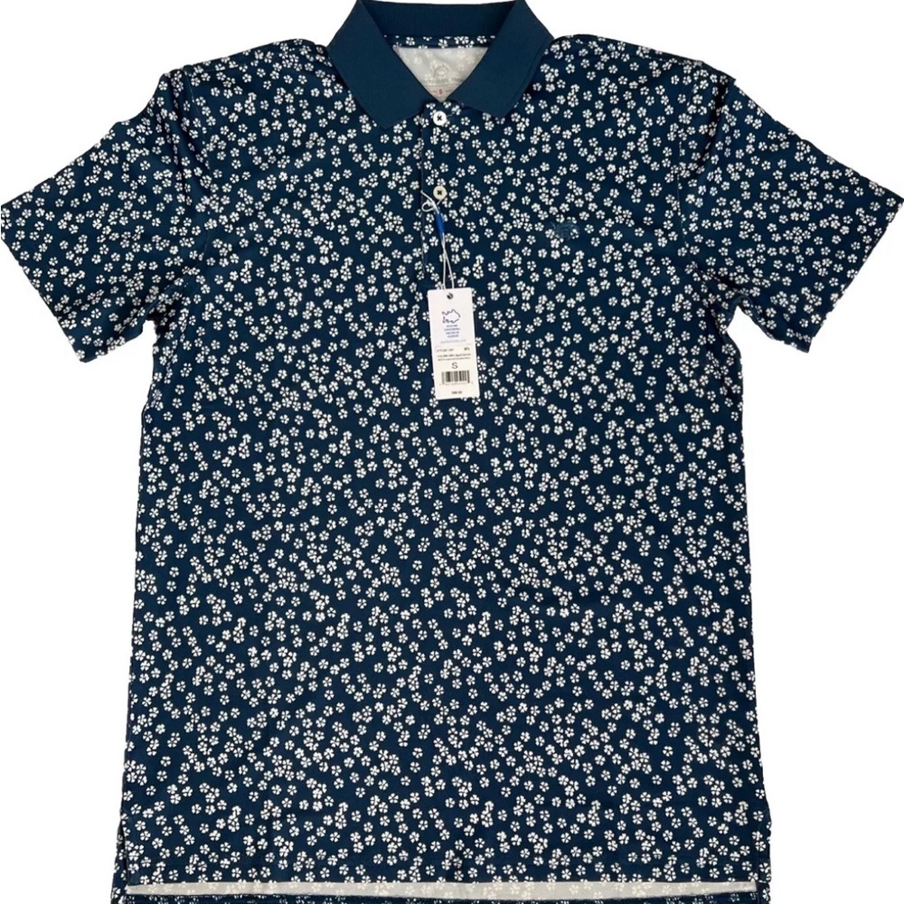 NWT Southern Tide Men’s Polo Shirt Performance Frederick Printed Aged Denim